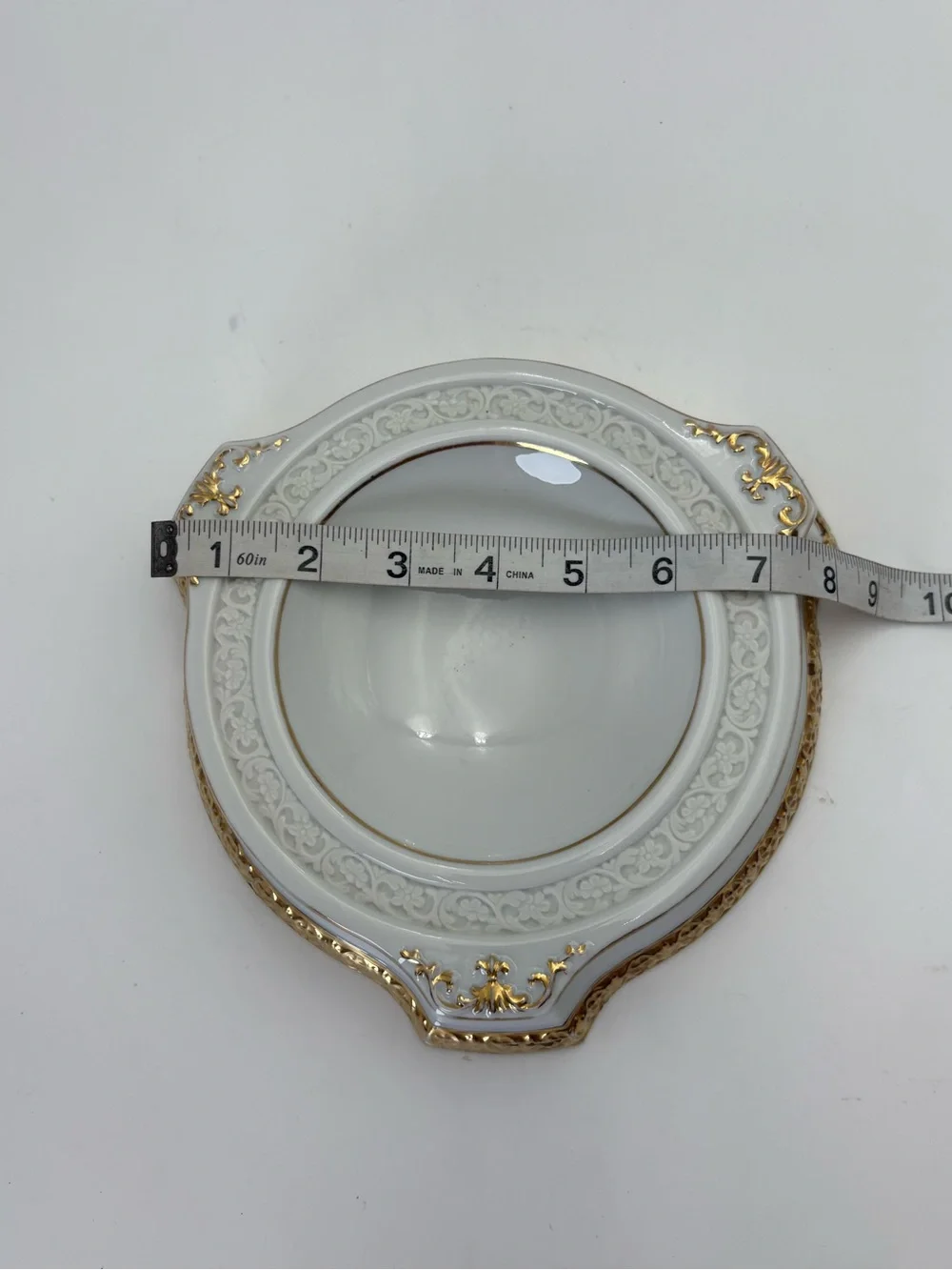 Vintage Gilded Porcelain Bonbonnier or Trinket Dish- Hollywood Regency Style